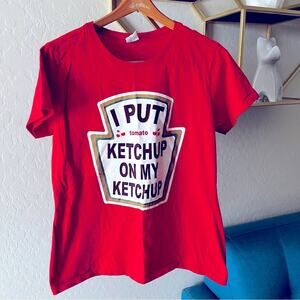 Port & Co red I Put Ketchup on My Ketchup graphic tee shirt ladies size XL